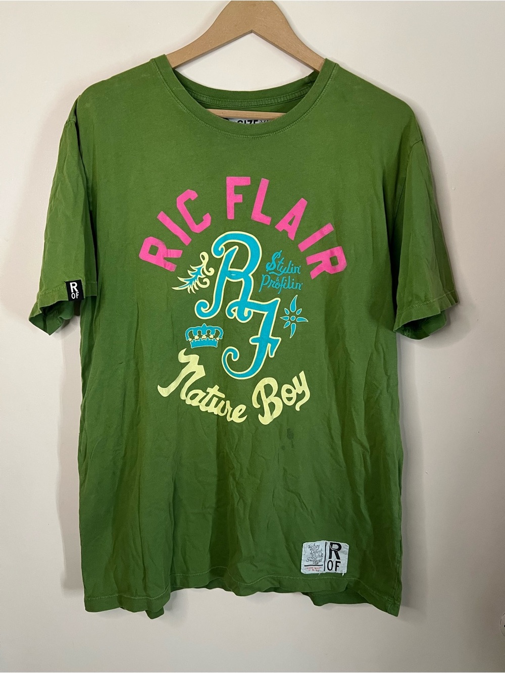 Roots of Fight Ric Flair Stylin Profilin Nature Boy Green T Shirt Size XL